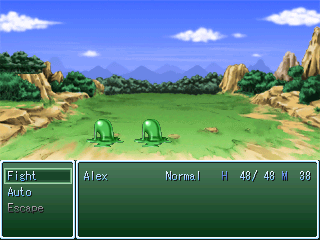 Okno walki w "RPG Maker 2000"