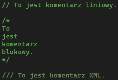 Komentarze w języku C#