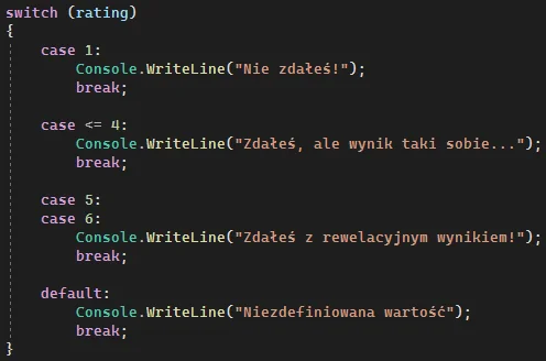 Instrukcja "switch" w języku C#