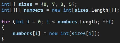 Tablica nieregularna w języku C#