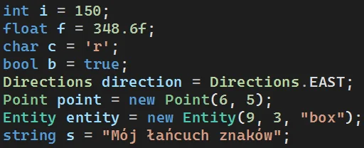 Typy danych w języku C#