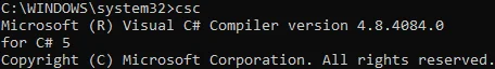 Uruchamianie kompilatora "csc" w wierszu poleceń