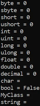 Wartości domyślne w języku C#