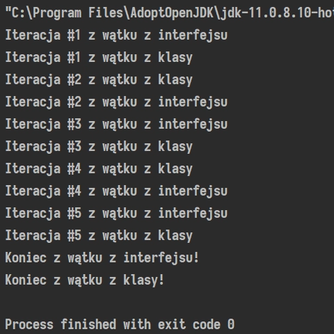 Działanie dwóch wątków naraz w języku Java