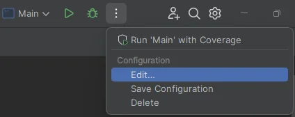 Edycja ustawień uruchamiania programu w "IntelliJIDEA"