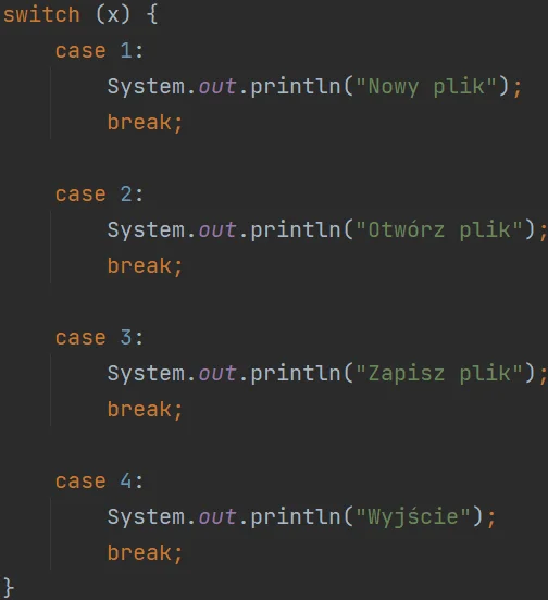 Instrukcja "switch" w języku Java