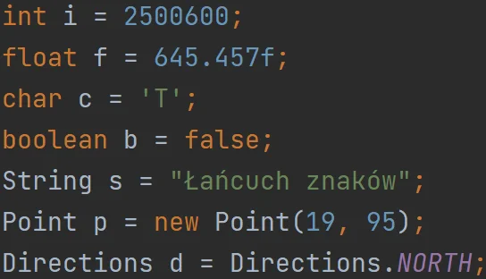 Typy danych w języku Java