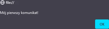 Komunikat funkcji "alert" w języku JavaScript