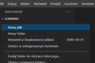 Tworzenie nowego pliku w programie "VSCode"