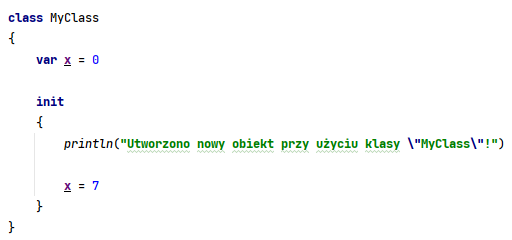 Blok inicjalizatora w języku Kotlin Blok inicjalizatora w języku Kotlin