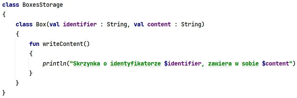 Klasa zagnieżdżona w języku Kotlin