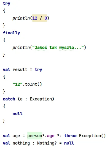 Przechwytywanie wyjątków w języku Kotlin