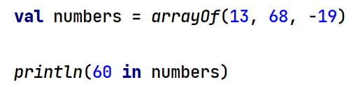 Sprawdzenie czy element zawiera się w tablicy za pomocą słowa kluczowego "in" w języku Kotlin