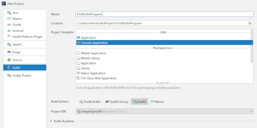 Tworzenie projektu w języku Kotlin w "IntelliJIDEA"