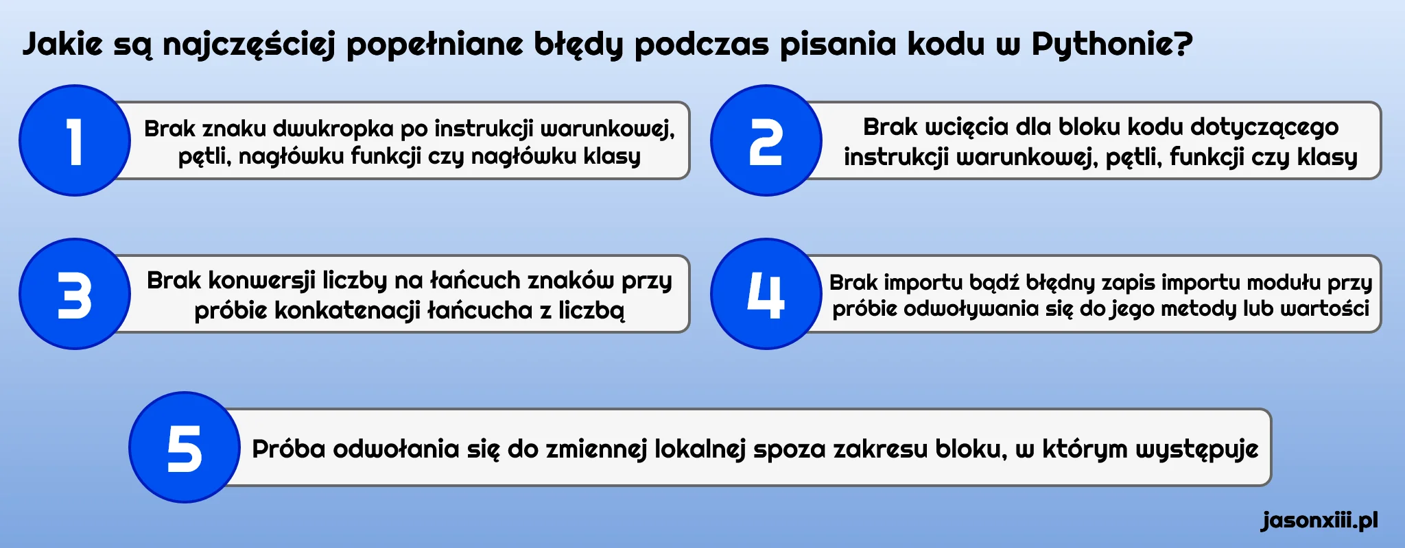 5 najczęściej popełnianych błędów w języku Python