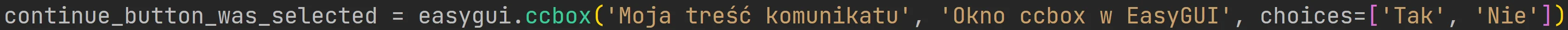 Funkcja "ccbox" pakietu "EasyGUI" w języku Python