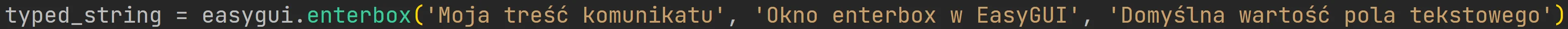 Funkcja "enterbox" pakietu "EasyGUI" w języku Python