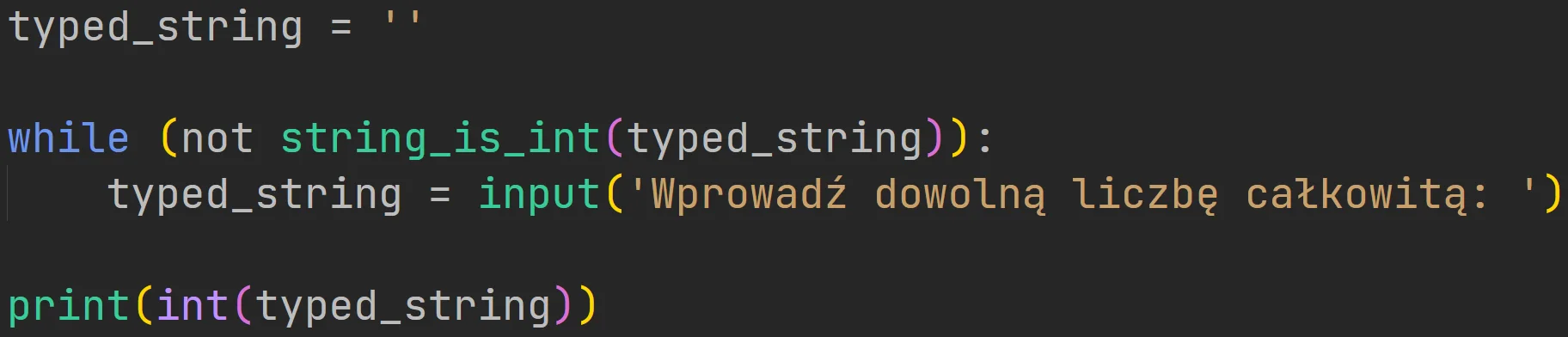 Pobieranie wprowadzanego liczby całkowitej z funkcji "input" w języku Python