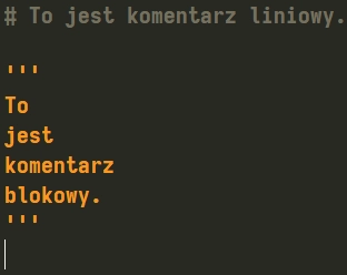Komentarz liniowy i blokowy w Pythonie