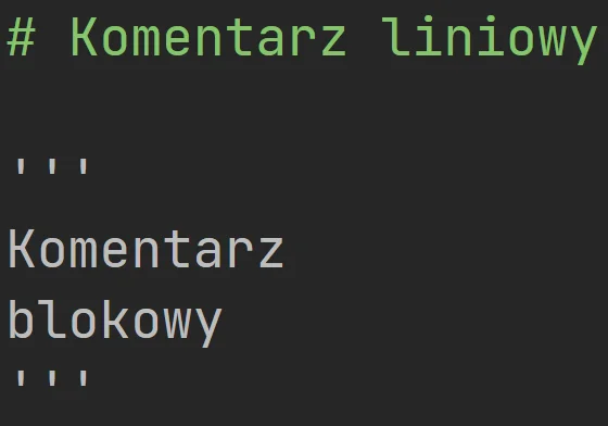 Komentarze w języku Python Komentarze w języku Python