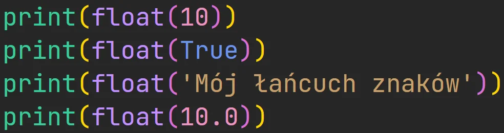 Konwersje na typ danych "float" w języku Python Konwersje na typ danych "float" w języku Python