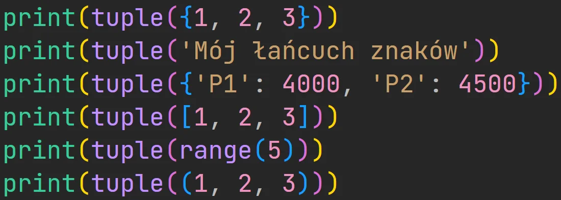 Konwersje na typ danych "tuple" w języku Python Konwersje na typ danych "tuple" w języku Python