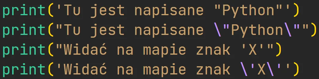 Cudzysłów i apostrof wewnątrz łańcucha znaków w języku Python