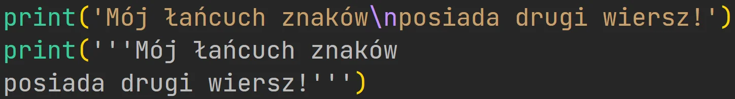 Łańcuch znaków z wieloma wierszami w języku Python
