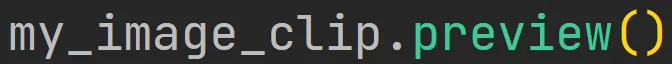 Metoda "preview" obiektu jednoklatkowego klipu wideo z pakietu "moviepy" w języku Python