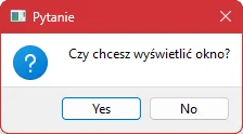 Okno dialogowe z zapytaniem pakietu "PyQt5" w języku Python