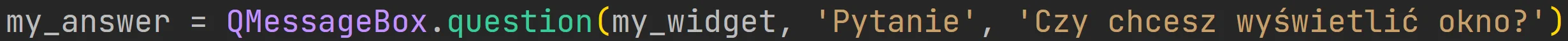 Użycie konstruktora okna dialogowego z zapytaniem z pakietu "PyQt5" w języku Python