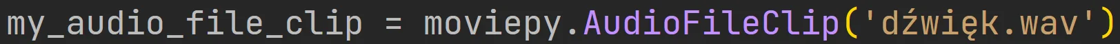 Użycie konstruktora klipu audio z pakietu "moviepy" w języku Python