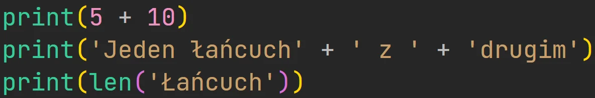 Wprowadzanie wyrażeń do funkcji "print" w języku Python
