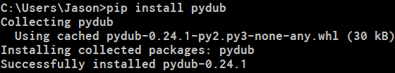 Instalacja pakietu "pydub" w systemie "pip" w Pythonie