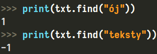 Metoda "find" klasy "string" w Pythonie