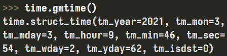 Metoda "gmtime" w Pythonie