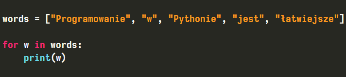 Pętla "for" w Pythonie