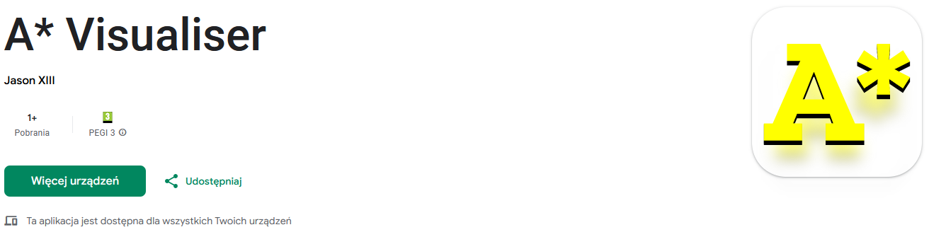 "A* Visualiser" w serwisie Google Play
