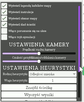 Przewijanie panelu głównego w "A* Visualiser"