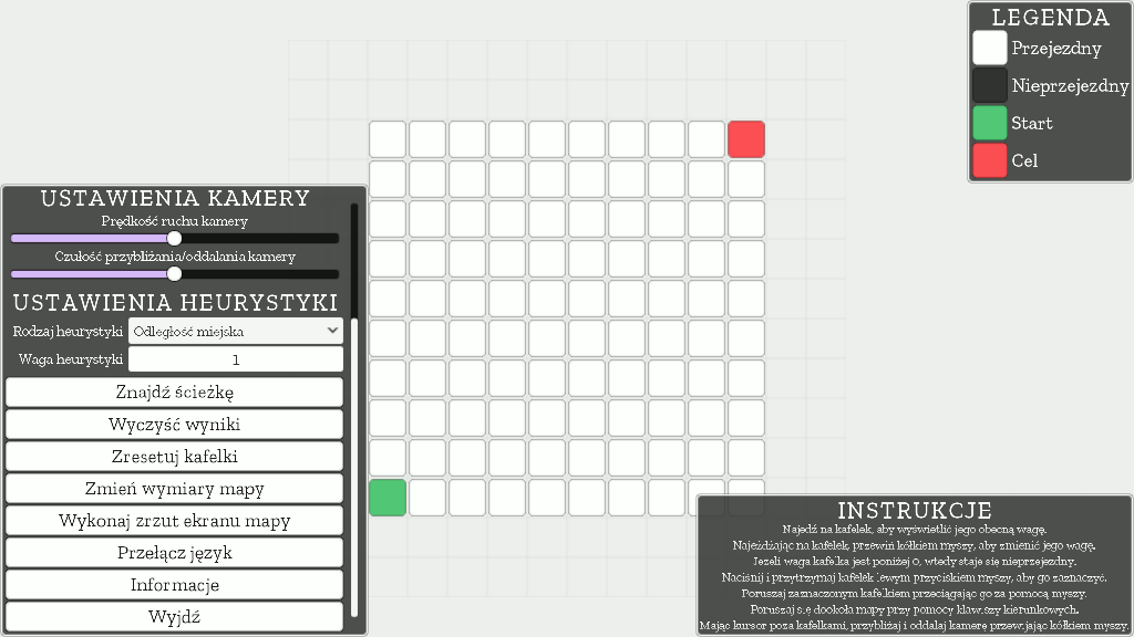 Różnice w wersjach językowych w "A* Visualiser"