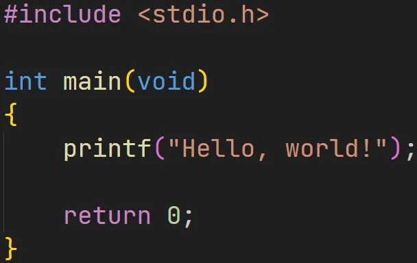 Kod źródłowy w języku C w czcionce JetBrains Mono
