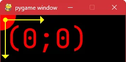 Punkt początkowy układu współrzędnych w "pygame"