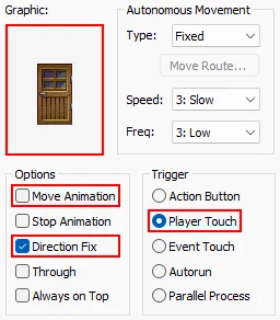 Konfiguracja drzwi w "RPG Maker XP"