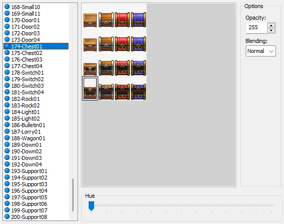 Konfiguracja grafiki otwartej skrzyni w "RPG Maker XP"