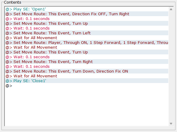 Okno zdarzeń zamykania drzwi w "RPG Maker 2000"/"RPG Maker 2003"