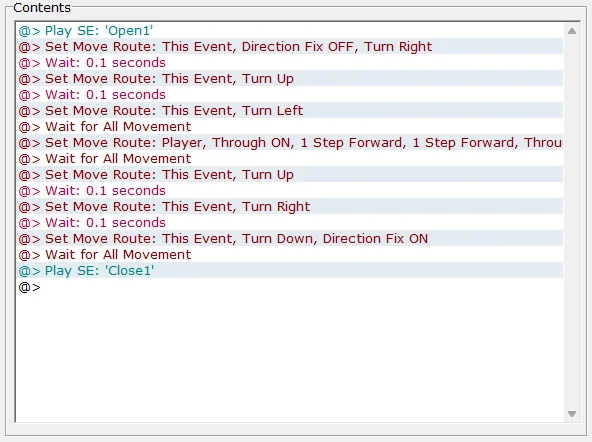 Okno zdarzeń zamykania drzwi w "RPG Maker 2000"/"RPG Maker 2003"