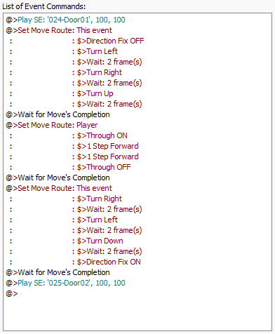 Okno zdarzeń zamykania drzwi w "RPG Maker XP"