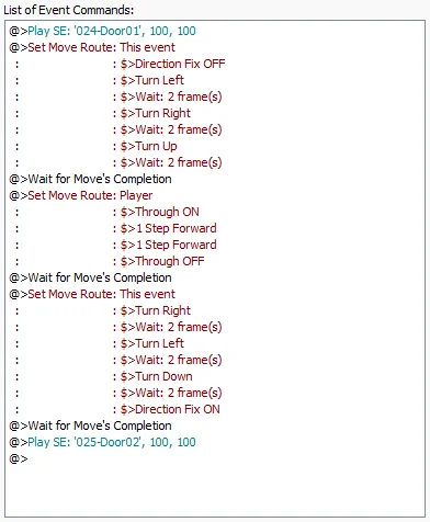 Okno zdarzeń zamykania drzwi w "RPG Maker XP"