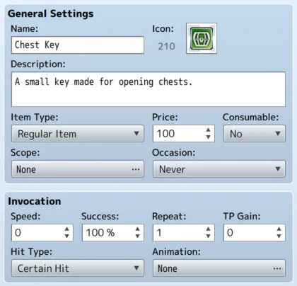 Tworzenie klucza do skrzyni w "RPG Maker MZ"