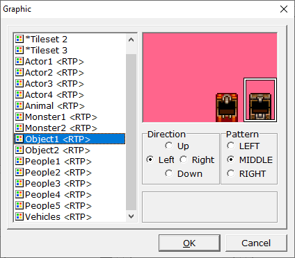 Konfiguracja drugiej karty zdarzeń jak zrobić skrzynię w stanie "otwarcia" w "RPG Maker 2000"